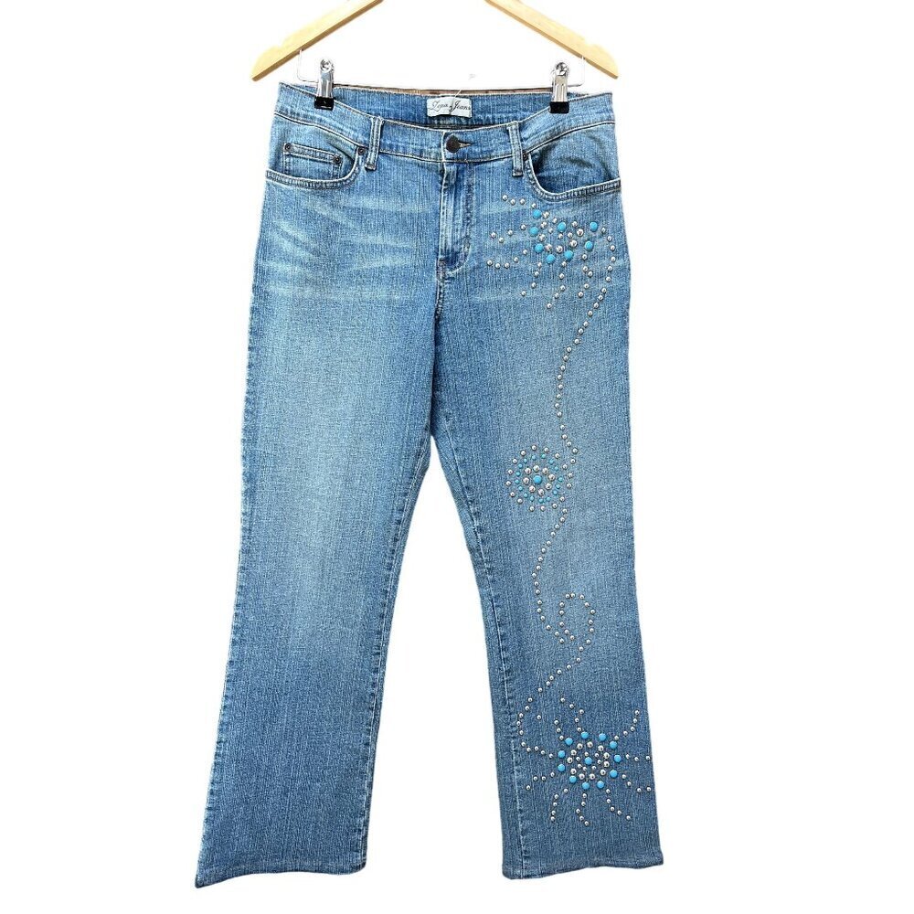 Y2K Southwestern ZENA Bootcut Jeans Celestial Embellished Light Wash Rodeo Wear